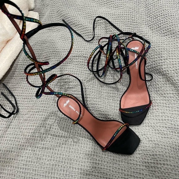 🔥SEND OFFERS🔥 Amina Muaddi x AWGE LSD embellished satin sandals​​ - Picture 7 of 16